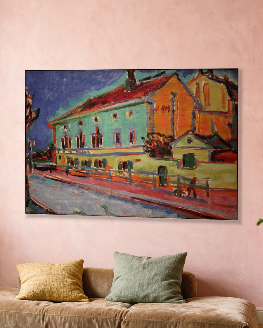 Danszaal Bellevue, huizen in Dresden in een aluminium frame aan dezelfde muur