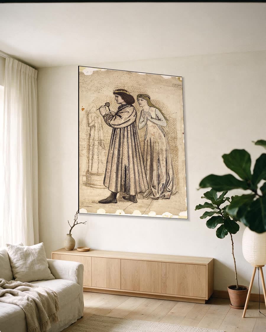 De huwelijksreis van koning René in een aluminium frame aan dezelfde muur