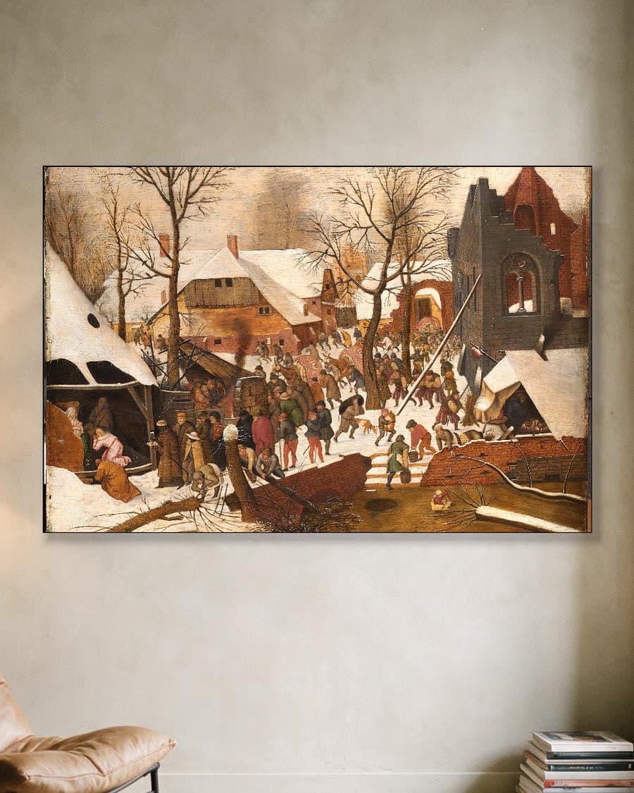 De aanbidding der koningen in een aluminium frame aan dezelfde muur