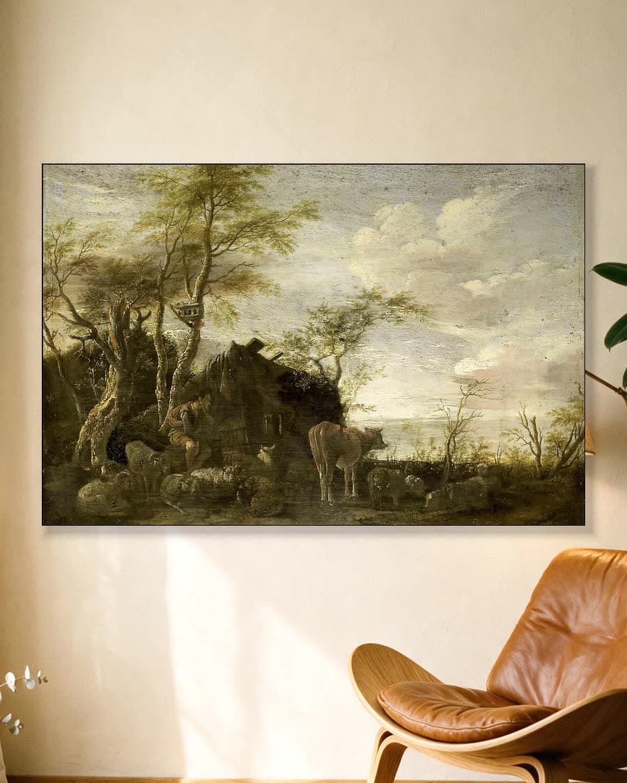 De herdershut in een aluminium frame aan dezelfde muur