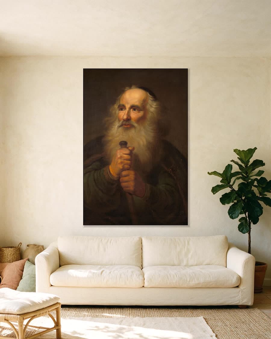 De apostel Paulus in een aluminium frame aan dezelfde muur