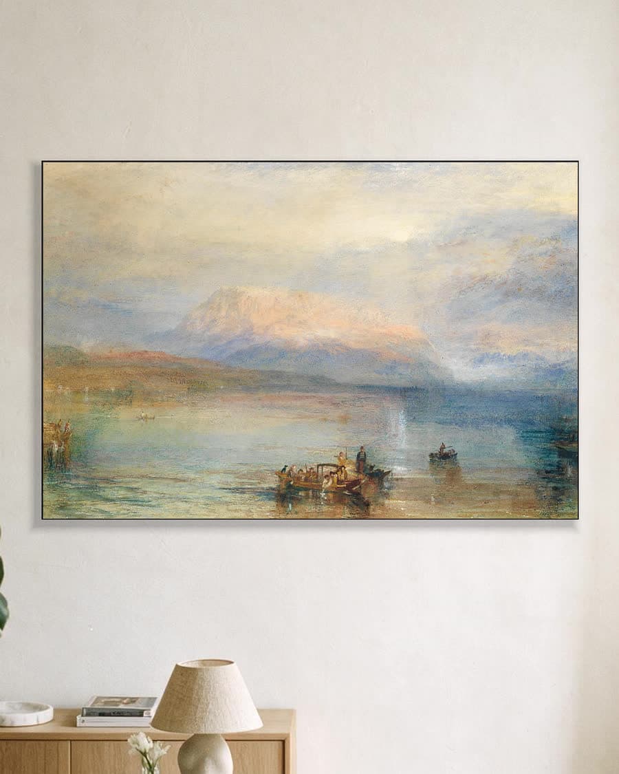 De rode Rigi in een aluminium frame aan dezelfde muur