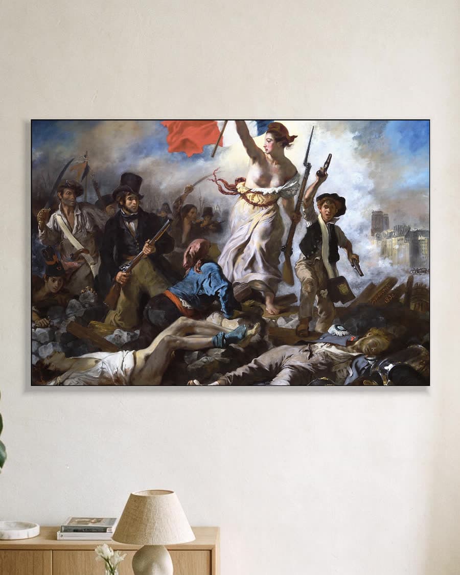 De Barque van Dante in een aluminium frame aan dezelfde muur