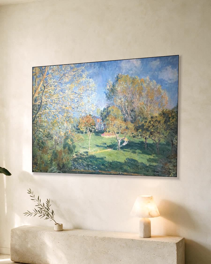 De tuin van Hoschedé bij Montgeron in een aluminium frame aan dezelfde muur