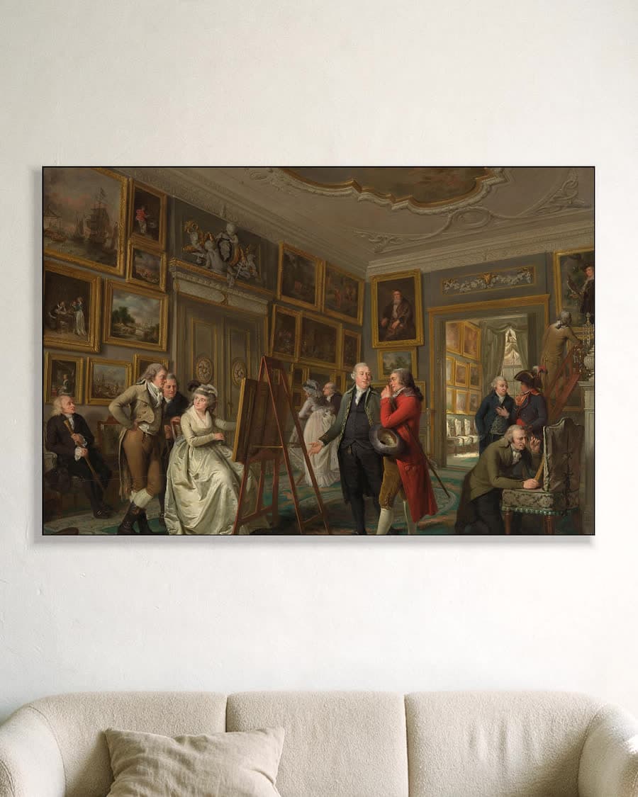De kunstgalerij van Jan Gildemeester Jansz in een aluminium frame aan dezelfde muur