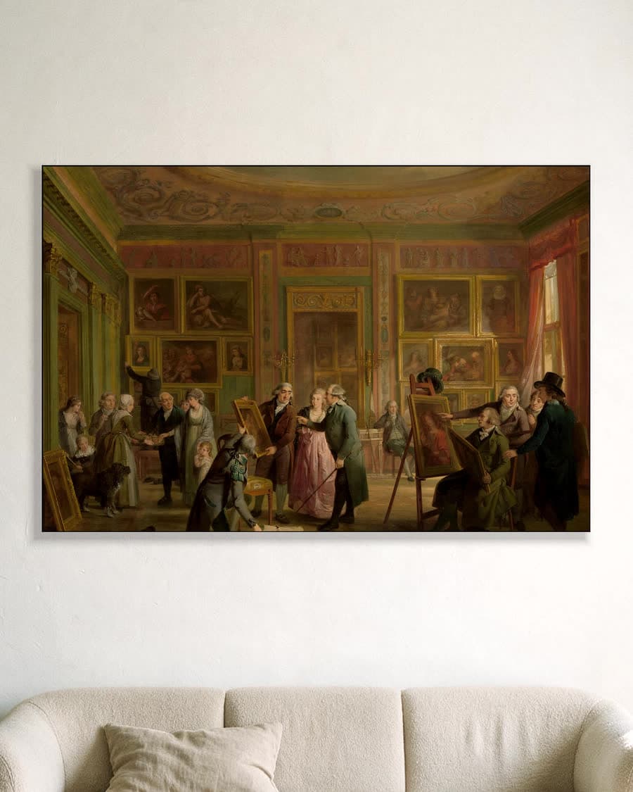 De kunstgalerij van Josephus Augustinus Brentano in een aluminium frame aan dezelfde muur
