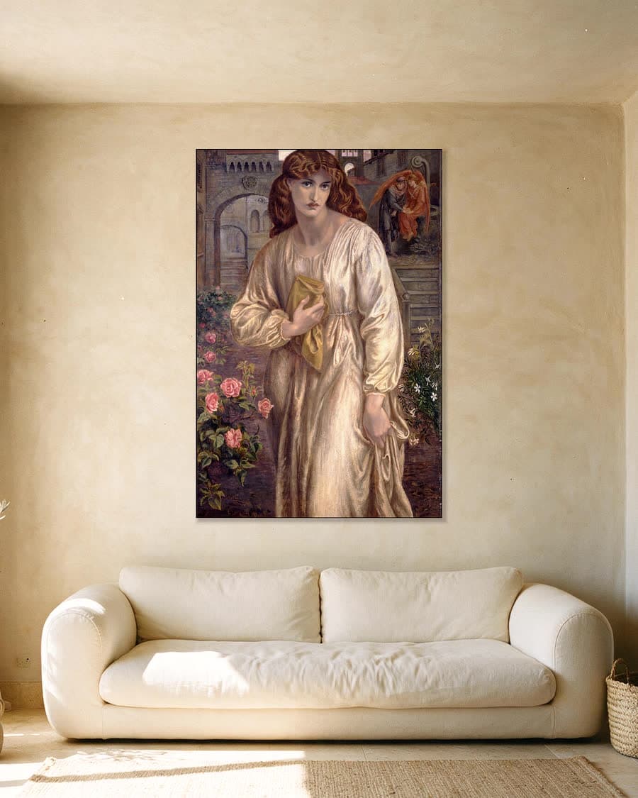 De begroeting van Beatrice in een aluminium frame aan dezelfde muur