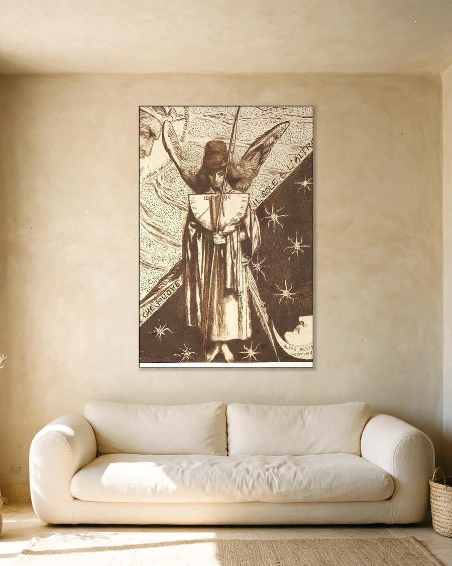 Dantis Amor, voltooide studie in een aluminium frame aan dezelfde muur