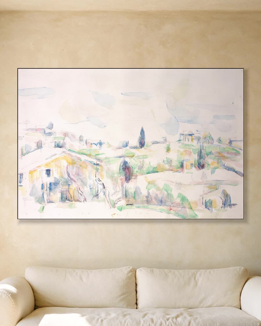 Landschap in de Provence in een aluminium frame aan dezelfde muur