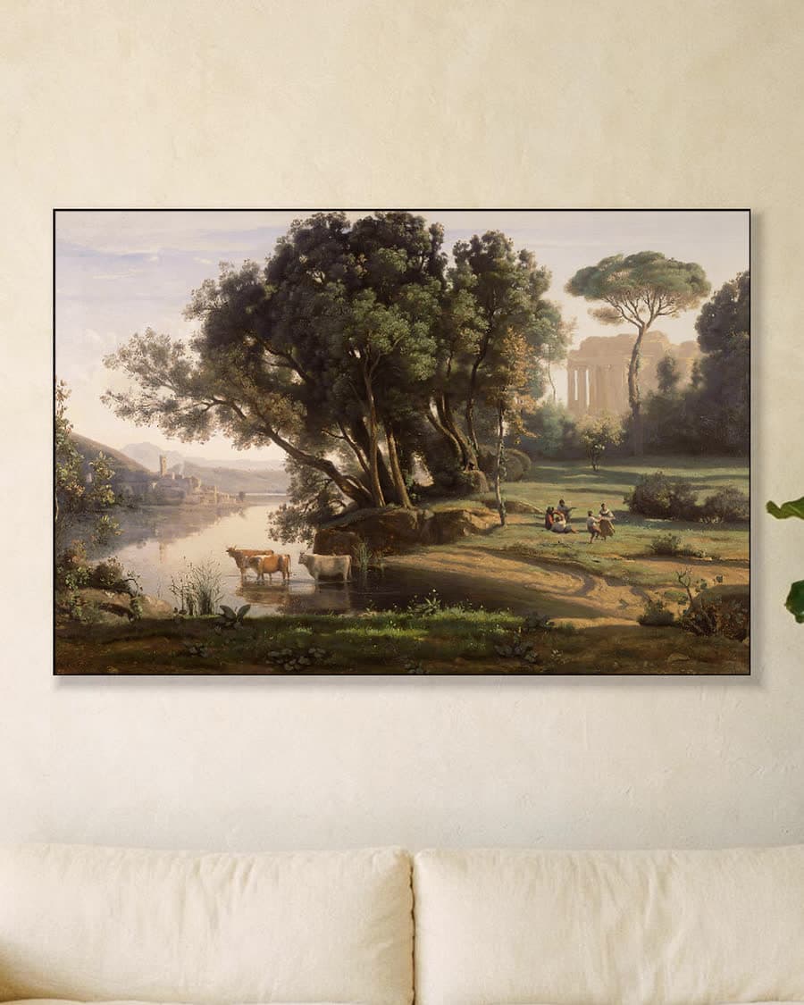 Rust aan de rivier in een aluminium frame aan dezelfde muur