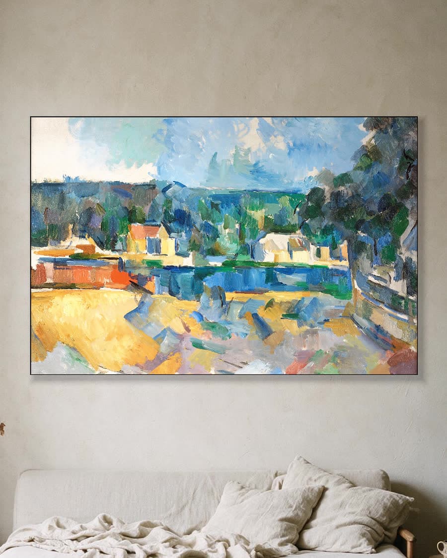 Aan de oever van een rivier in een aluminium frame aan dezelfde muur