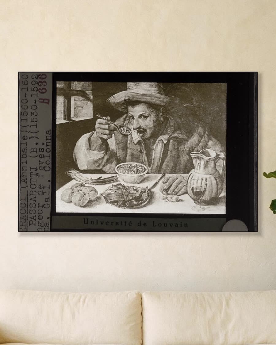 De boneneter in een aluminium frame aan dezelfde muur