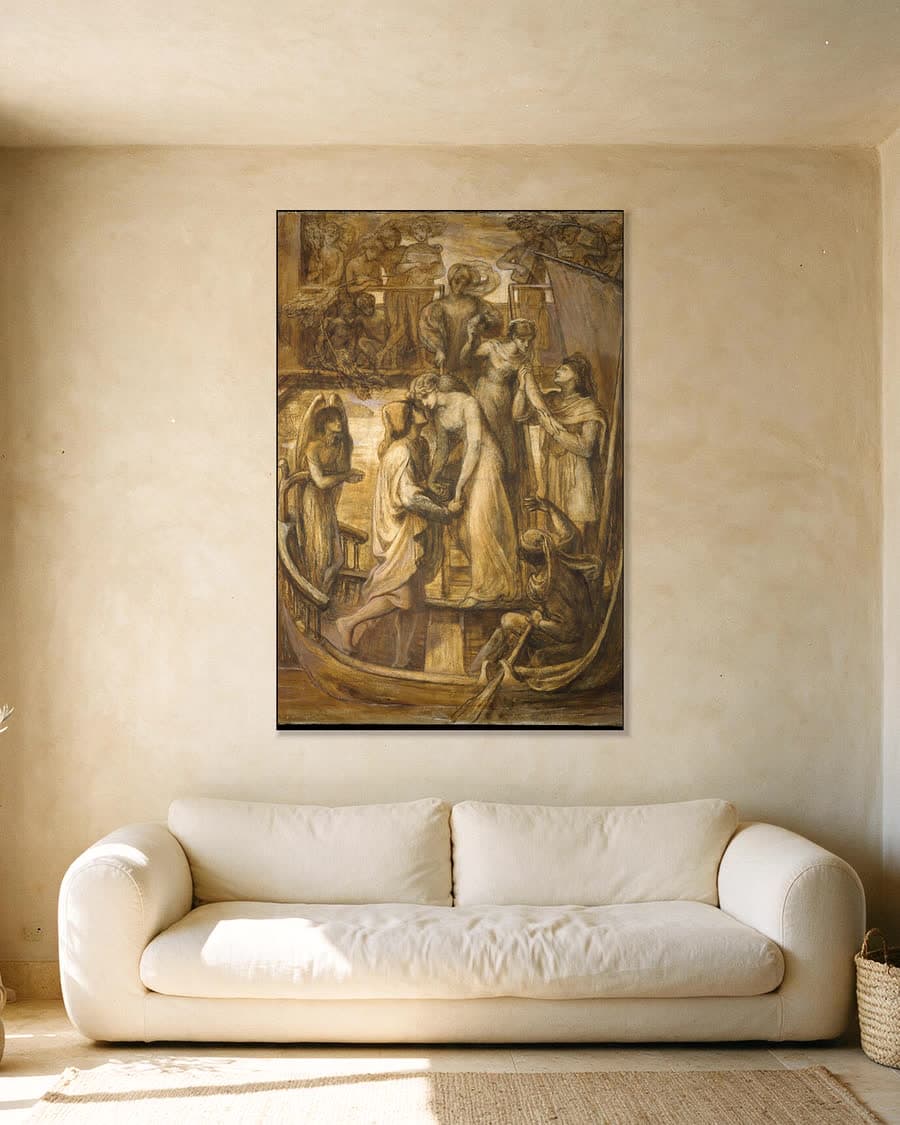De boot van de liefde in een aluminium frame aan dezelfde muur