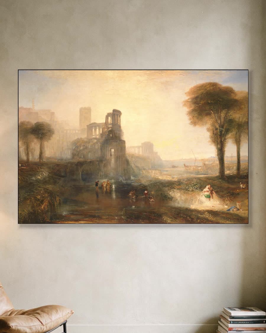 Het paleis en de brug van Caligula in een aluminium frame aan dezelfde muur