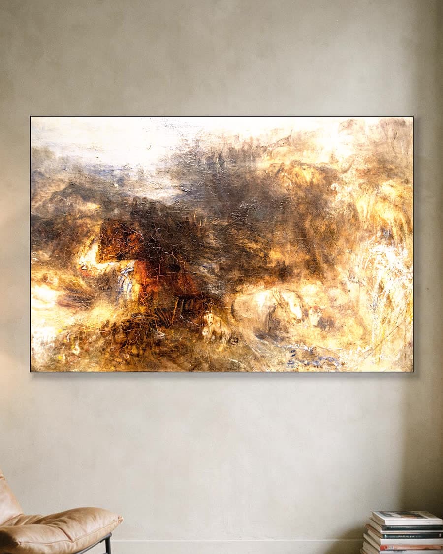 Schaduw en duisternis: de avond van de zondvloed in een aluminium frame aan dezelfde muur