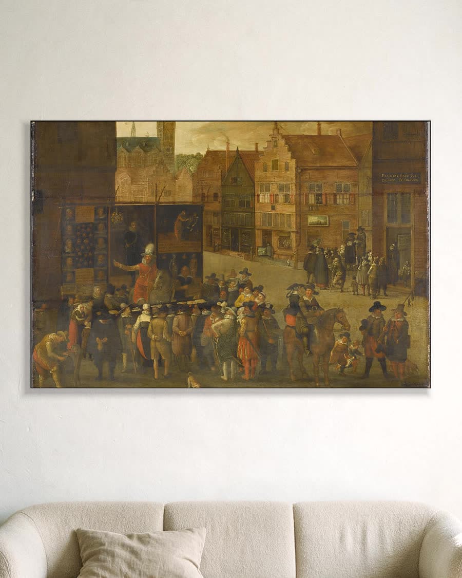 De kwakzalver in een aluminium frame aan dezelfde muur