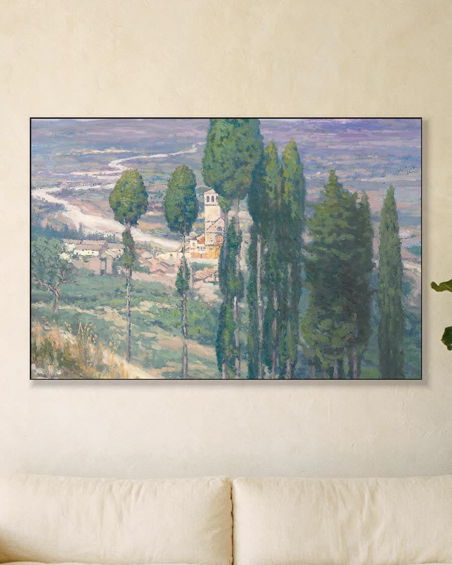 Het Umbrische dal, Italië in een aluminium frame aan dezelfde muur
