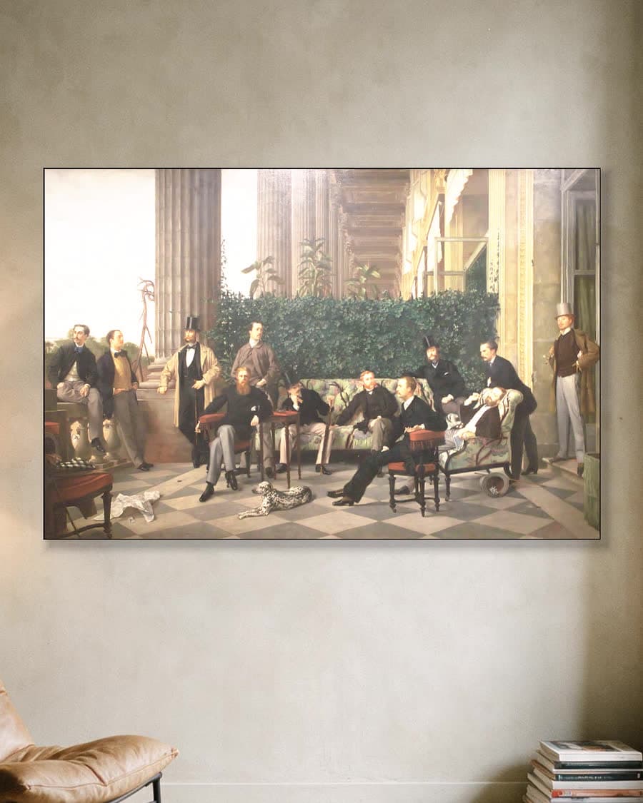 De Cercle de la rue Royale in een aluminium frame aan dezelfde muur