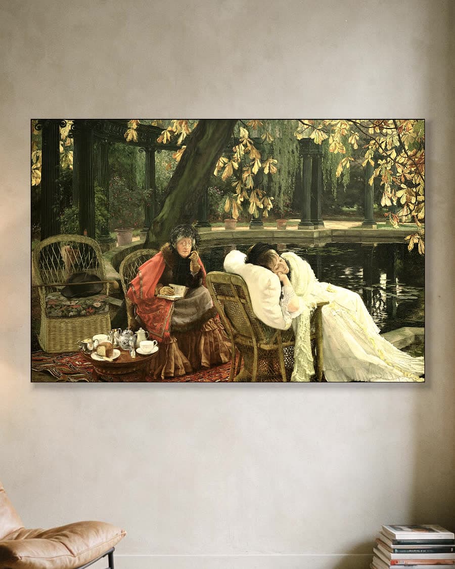 De herstellende in een aluminium frame aan dezelfde muur