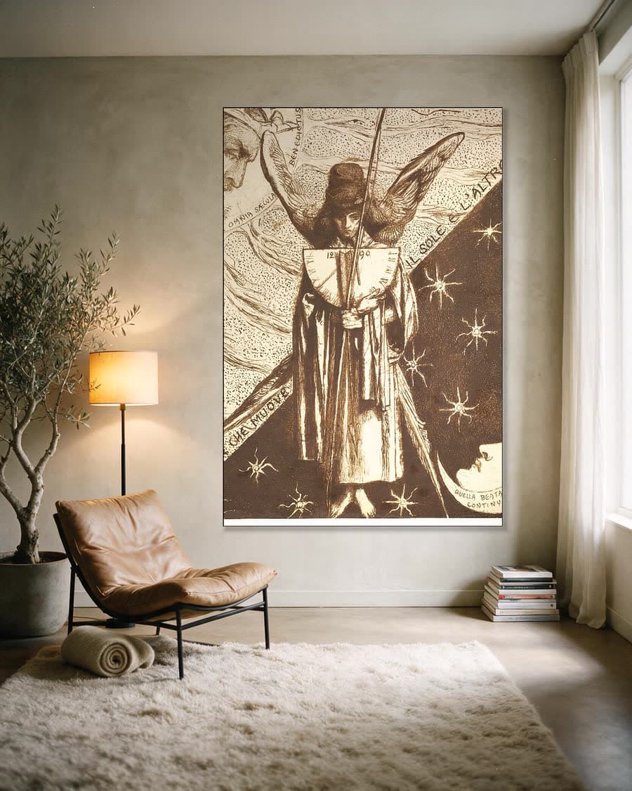 Dantis Amor, voltooide studie in een aluminium frame aan dezelfde muur
