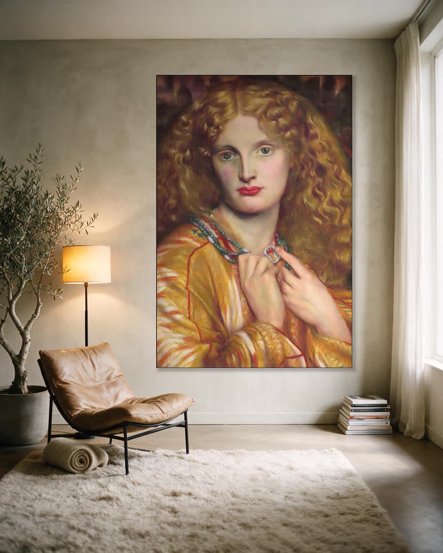 Helena van Troje in een aluminium frame aan dezelfde muur