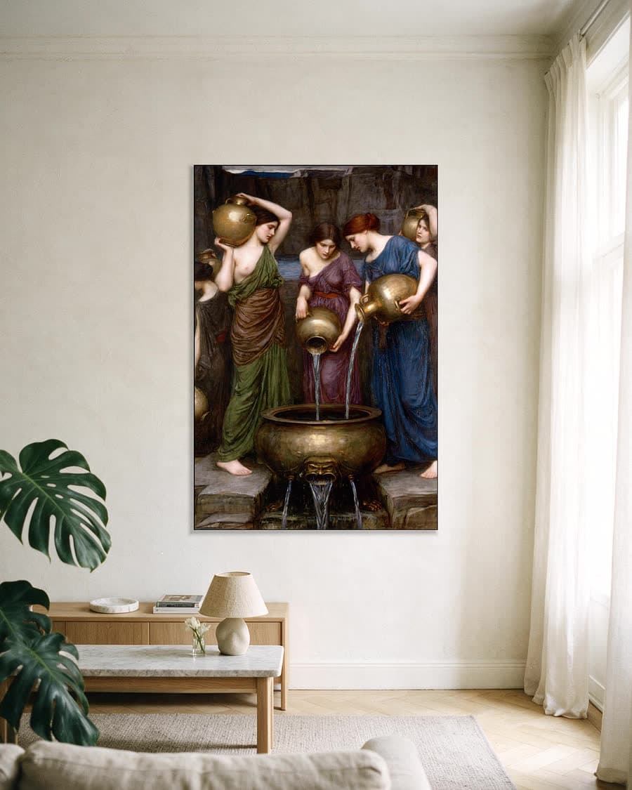 De Danaïden in een aluminium frame aan dezelfde muur