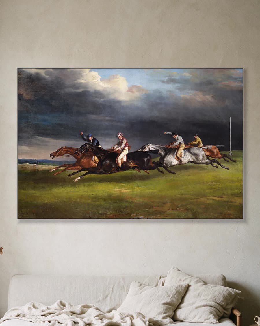 De Derby van Epsom in een aluminium frame aan dezelfde muur
