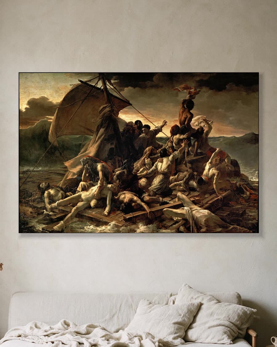 Het vlot van de Medusa in een aluminium frame aan dezelfde muur