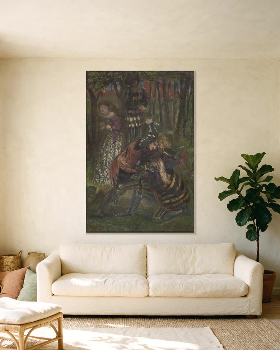 De dood van Breuse sans Pitié in een aluminium frame aan dezelfde muur