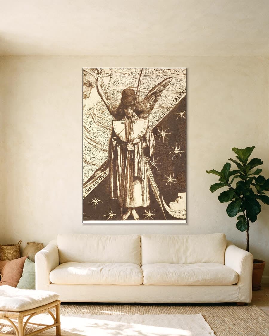 Dantis Amor, voltooide studie in een aluminium frame aan dezelfde muur