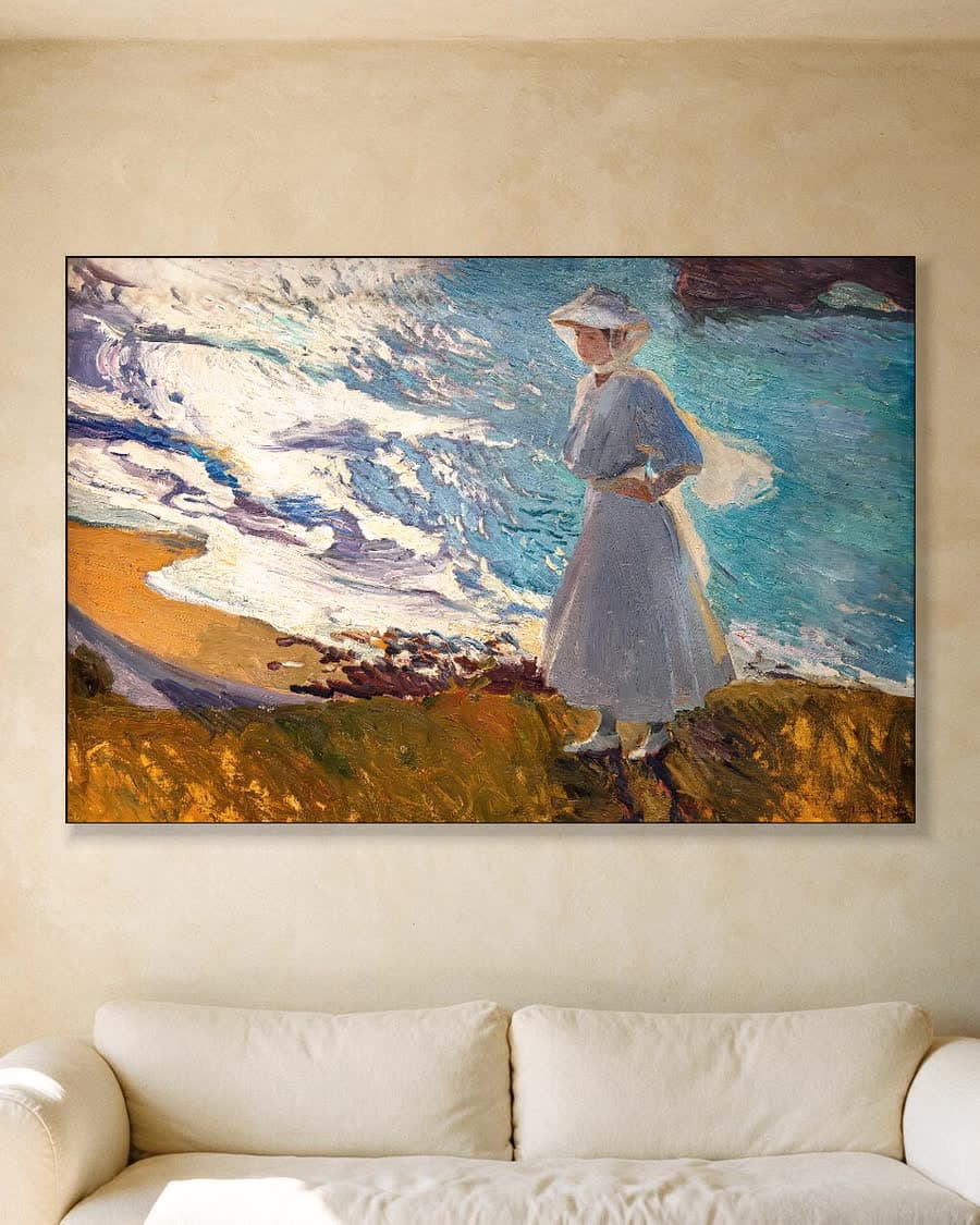 María in tegenlicht, Biarritz in een aluminium frame aan dezelfde muur