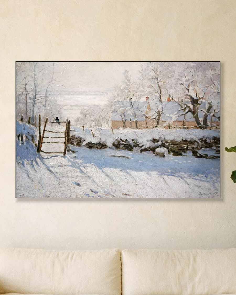 De ekster (1869) in een aluminium frame aan dezelfde muur
