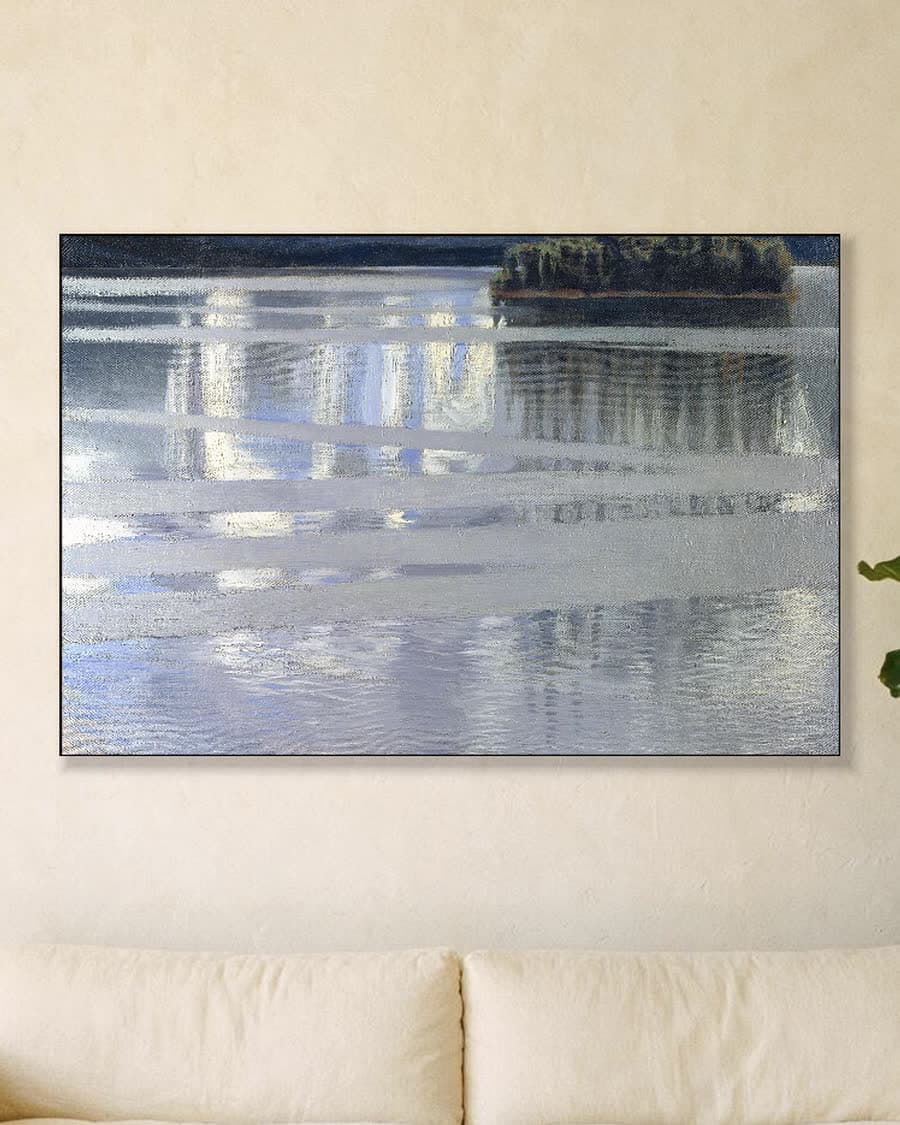 Het meer Keitele (1905) in een aluminium frame aan dezelfde muur