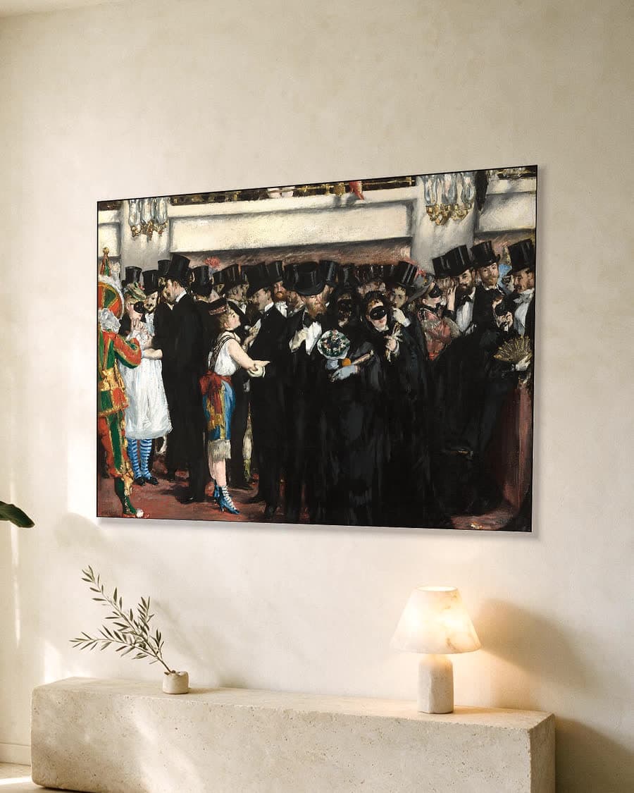 Gemaskerd bal in de opera in een aluminium frame aan dezelfde muur
