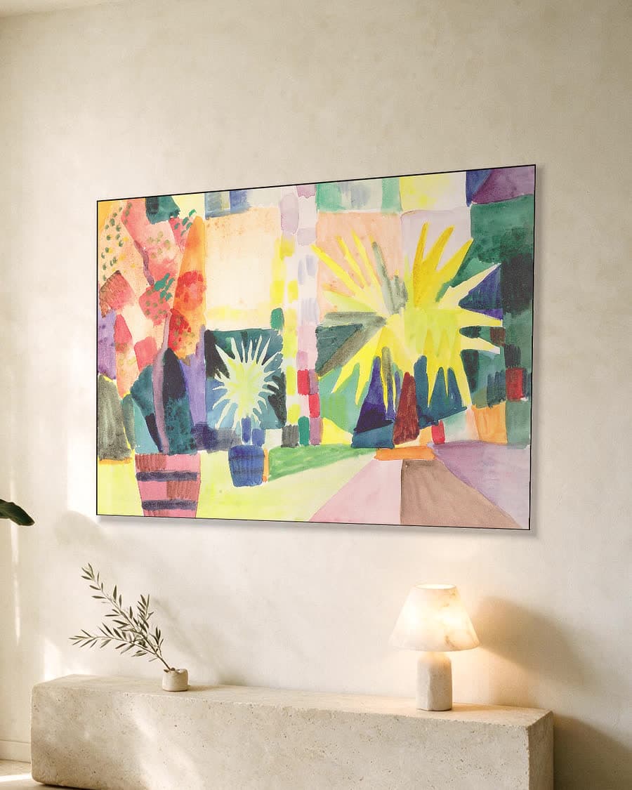Abstracte Bloei in een aluminium frame aan dezelfde muur