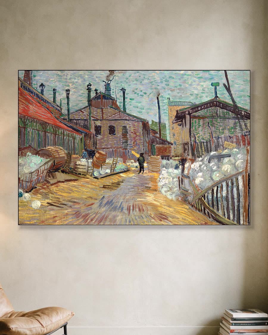 De fabriek in een aluminium frame aan dezelfde muur