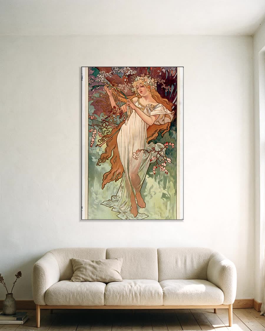 Les Saisons (serie van 4) in een aluminium frame aan dezelfde muur