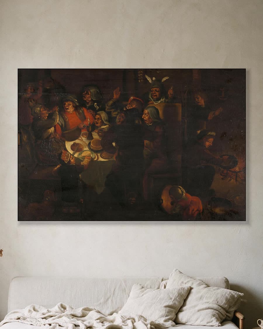 De aanbidding der koningen in een aluminium frame aan dezelfde muur