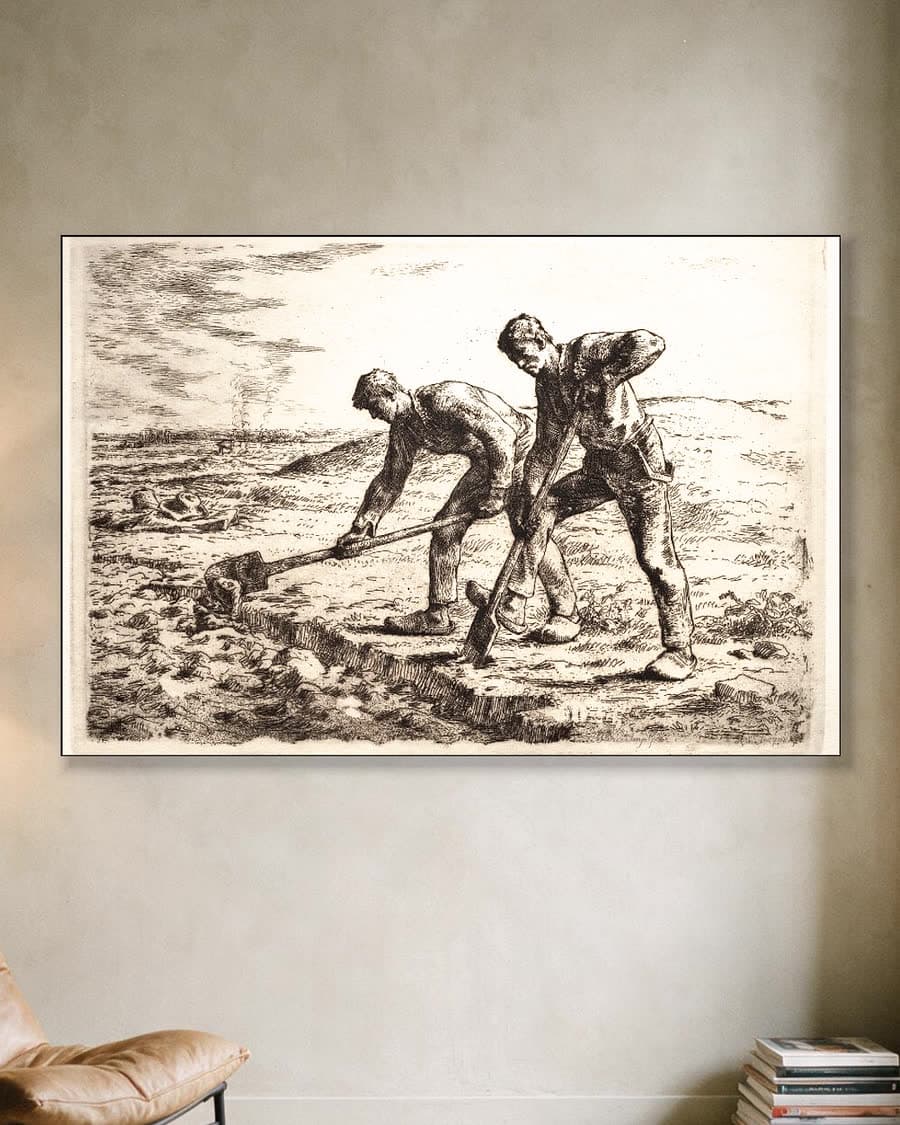 De Gravers in een aluminium frame aan dezelfde muur