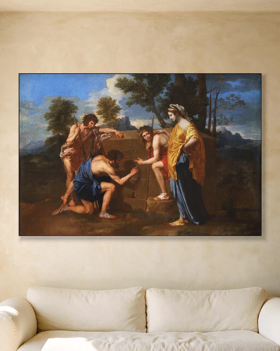 De herders van Arcadië in een aluminium frame aan dezelfde muur