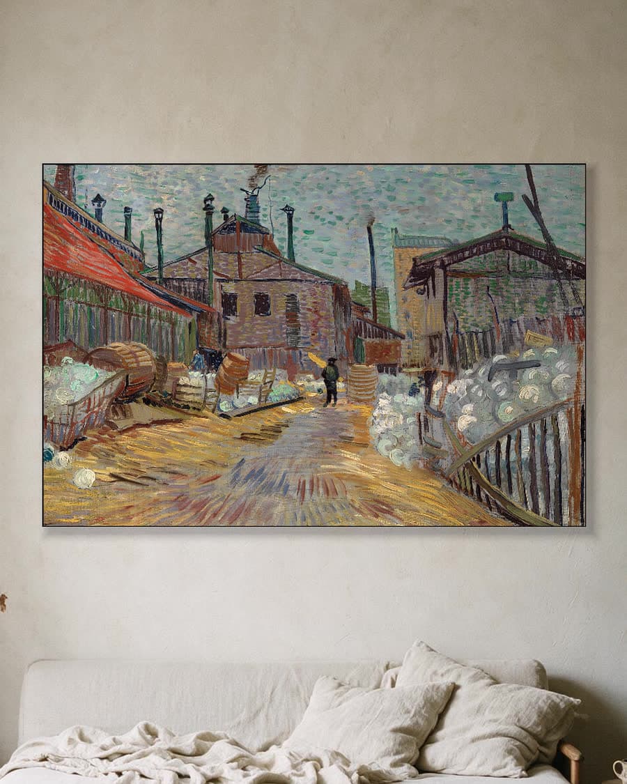 De fabriek in een aluminium frame aan dezelfde muur
