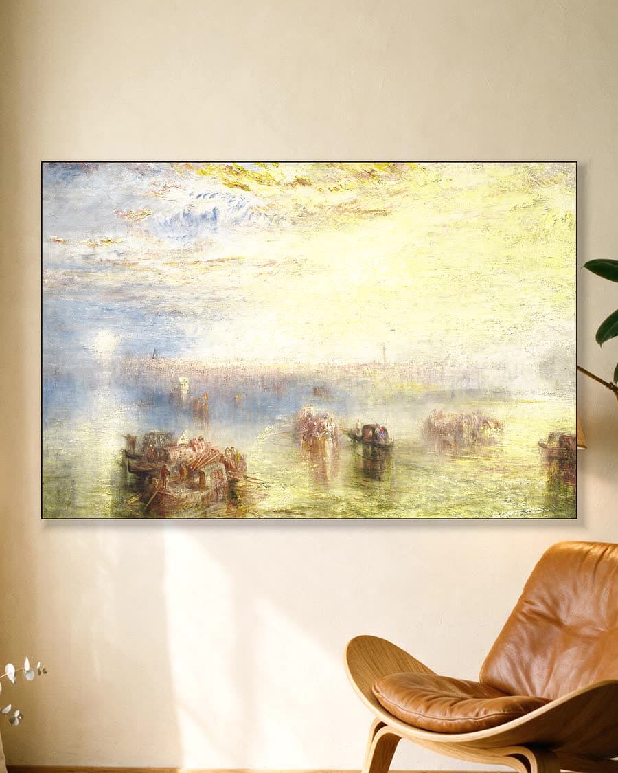 Aankomst bij Venetië in een aluminium frame aan dezelfde muur