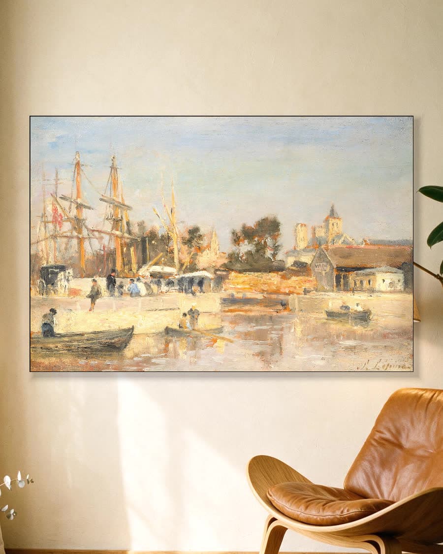 Haven aan het water in een aluminium frame aan dezelfde muur