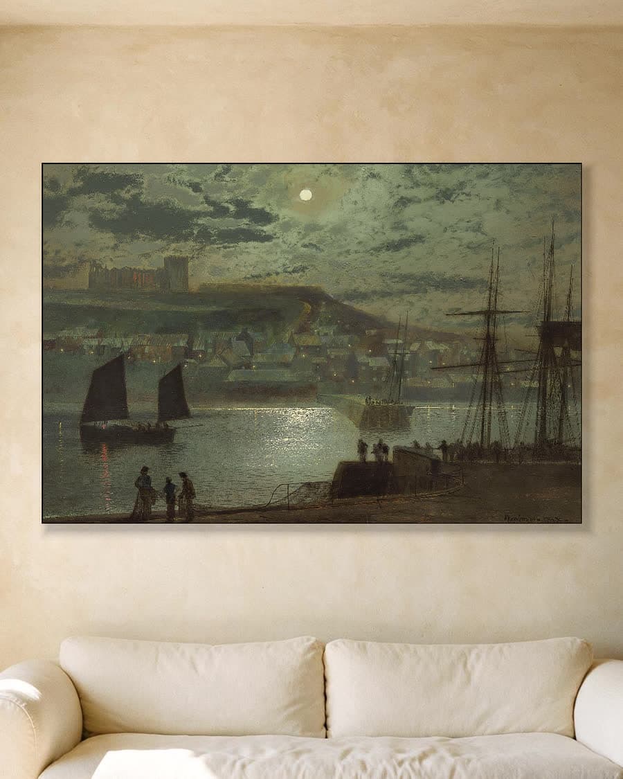 De haven van Whitby in een aluminium frame aan dezelfde muur