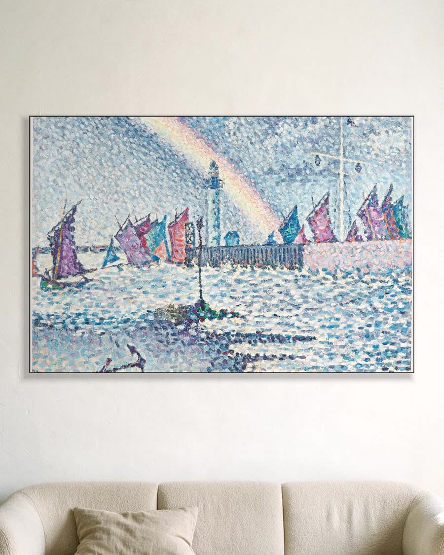 De haveningang van Honfleur in een aluminium frame aan dezelfde muur