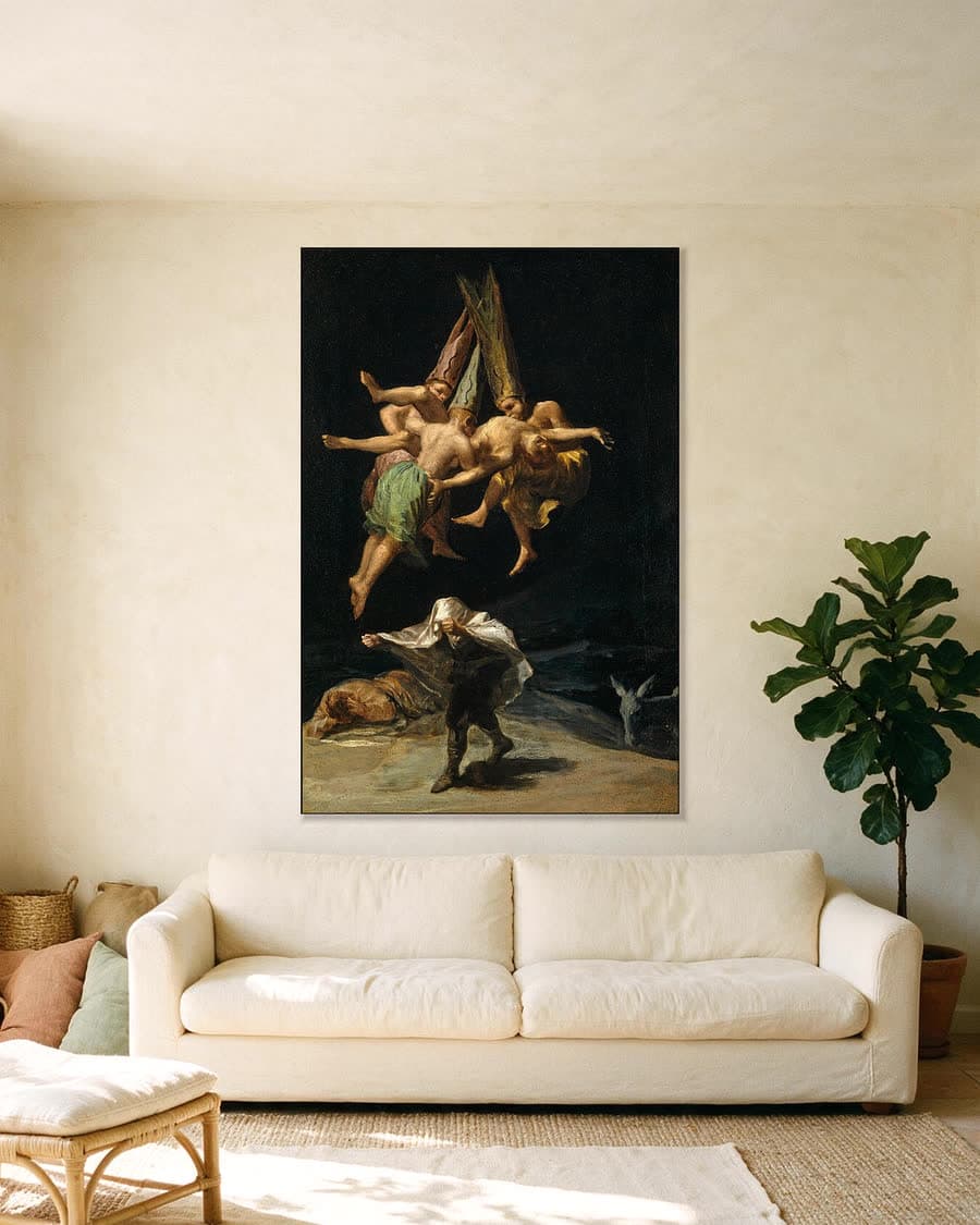 De Heksenvlucht in een aluminium frame aan dezelfde muur