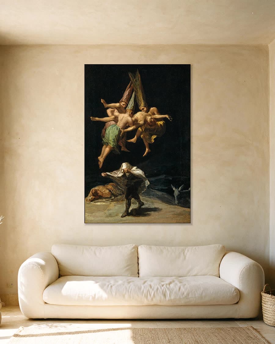 De Heksenvlucht in een aluminium frame aan dezelfde muur