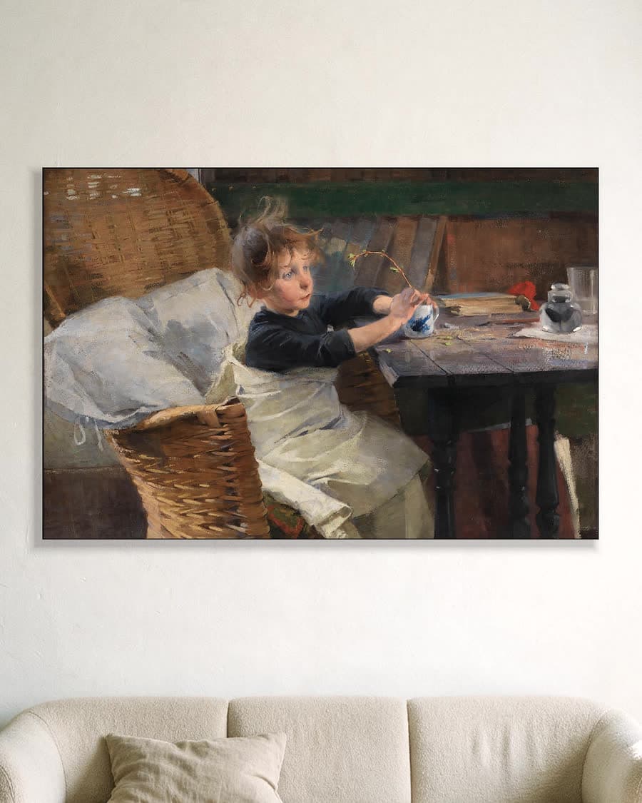 De herstellende (Toipilas) in een aluminium frame aan dezelfde muur