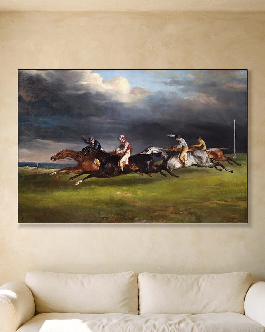 De Derby van Epsom in een aluminium frame aan dezelfde muur