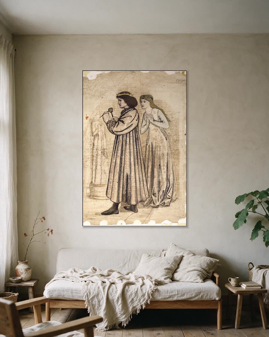 De huwelijksreis van koning René in een aluminium frame aan dezelfde muur